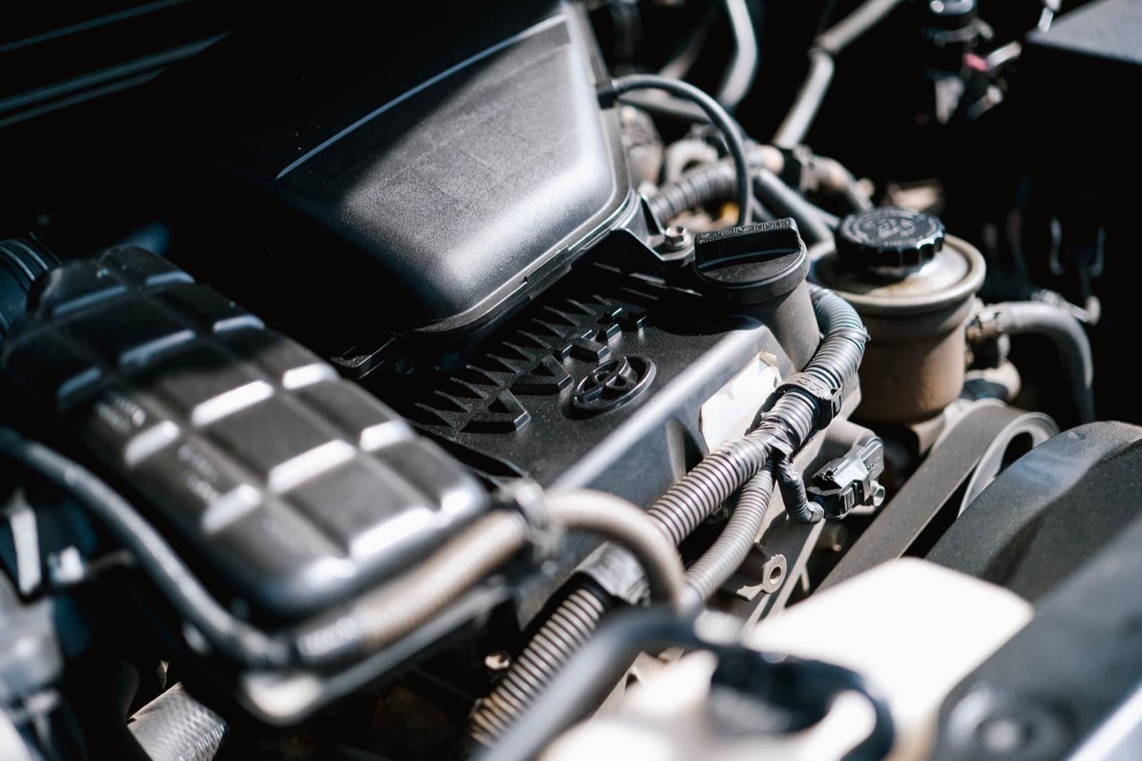 Close up of a car engine bay